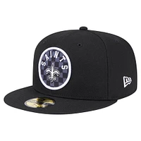 Casquette ajustée à carreaux New Era 59FIFTY noire Orleans Saints pour homme