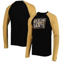 Men's New Era Black Orleans Saints Current Raglan Long Sleeve T-Shirt