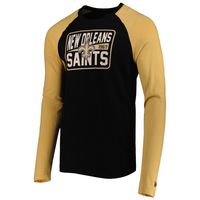 Men's New Era Black Orleans Saints Current Raglan Long Sleeve T-Shirt
