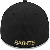 Men's New Era Black Orleans Saints Flawless Stripe 39THIRTY Flex Hat