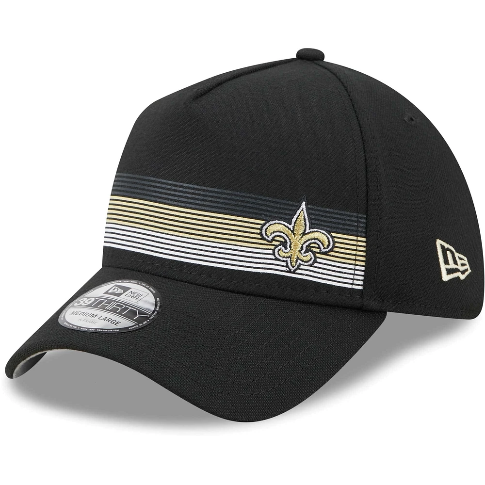 Casquette flexible 39THIRTY New Era Orleans Saints Flawless Stripe pour hommes, noire