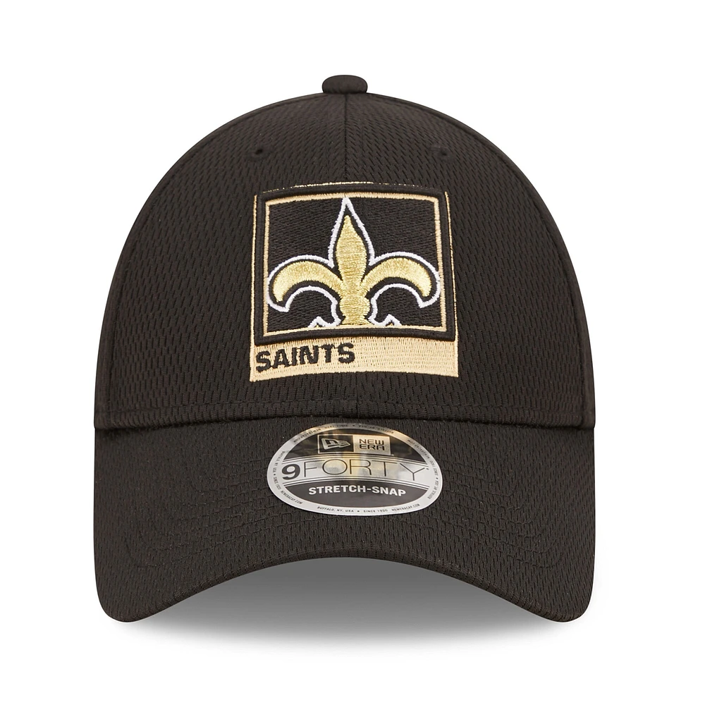 Men's New Era Black New Orleans Saints Framed AF 9FORTY Snapback Hat