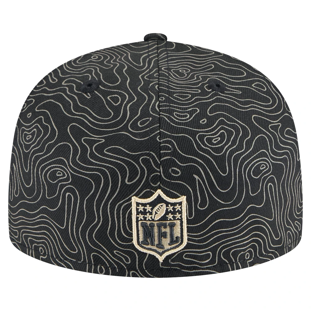 Casquette ajustée Geo 59FIFTY New Era noire pour homme des Orleans Saints