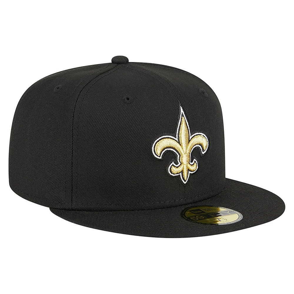 Casquette ajustée 59FIFTY New Orleans Saints Main Era noire pour homme