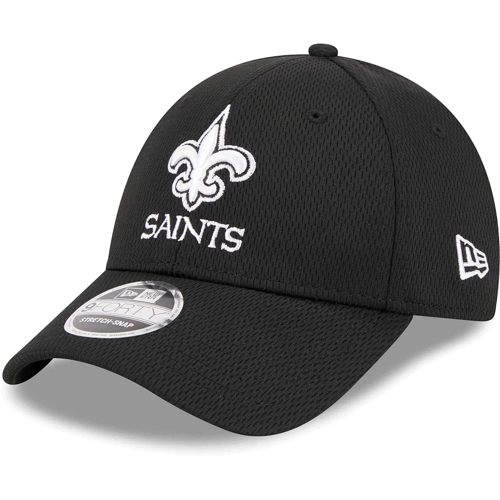 Casquette réglable New Era noire New Orleans Saints Main B-Dub 9FORTY pour hommes