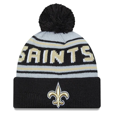 Men's New Era Black New Orleans Saints Main Cuffed Knit Hat with Pom