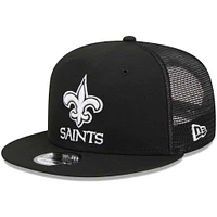 Casquette New Era New Orleans Saints Main Trucker 9FIFTY Snapback noire pour homme