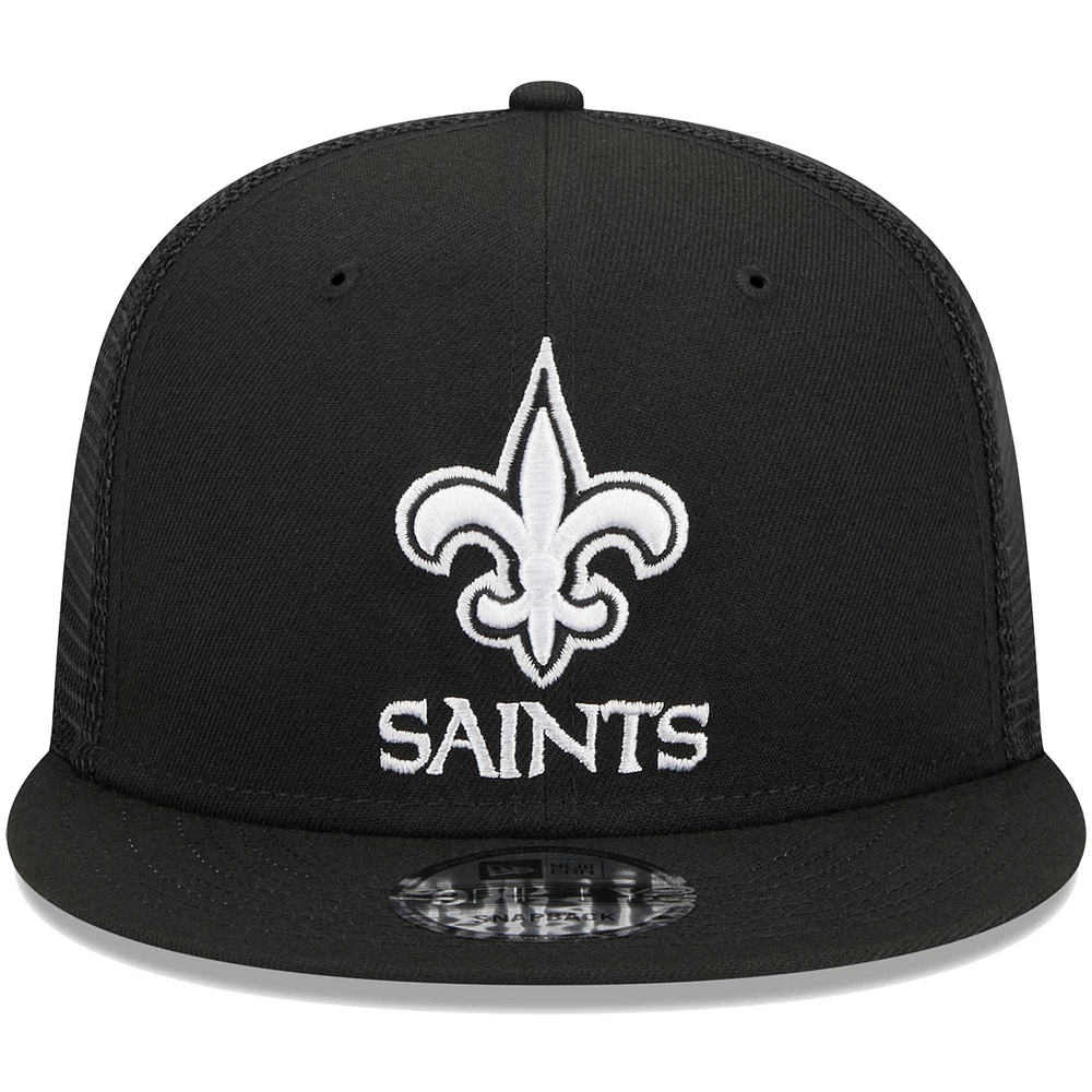 Casquette New Era New Orleans Saints Main Trucker 9FIFTY Snapback noire pour homme