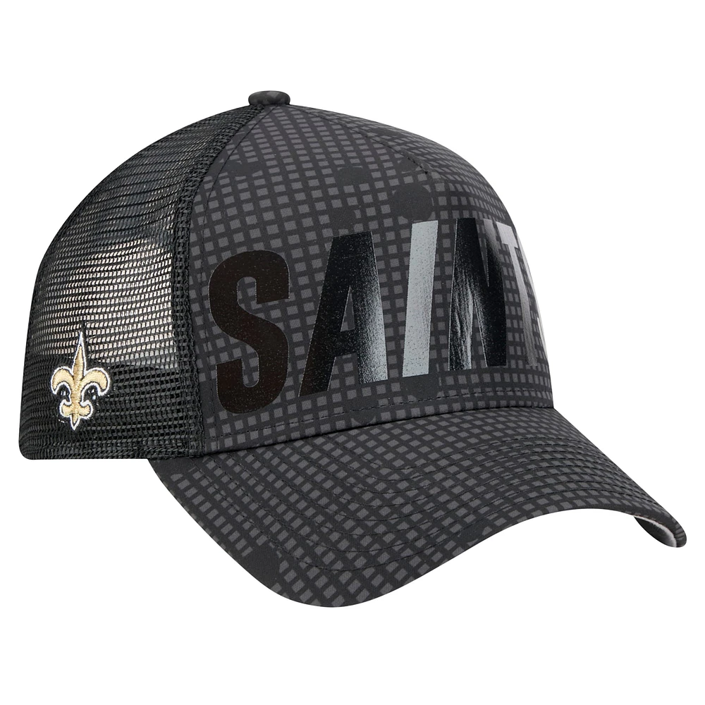 Casquette ajustable New Era 9FORTY pour homme avec texte ton sur ton Midnight Ink New Orleans Saints noire