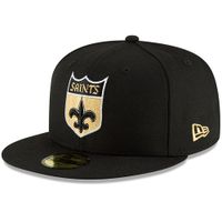 Men's New Era Black Orleans Saints Omaha Throwback 59FIFTY Fitted Hat