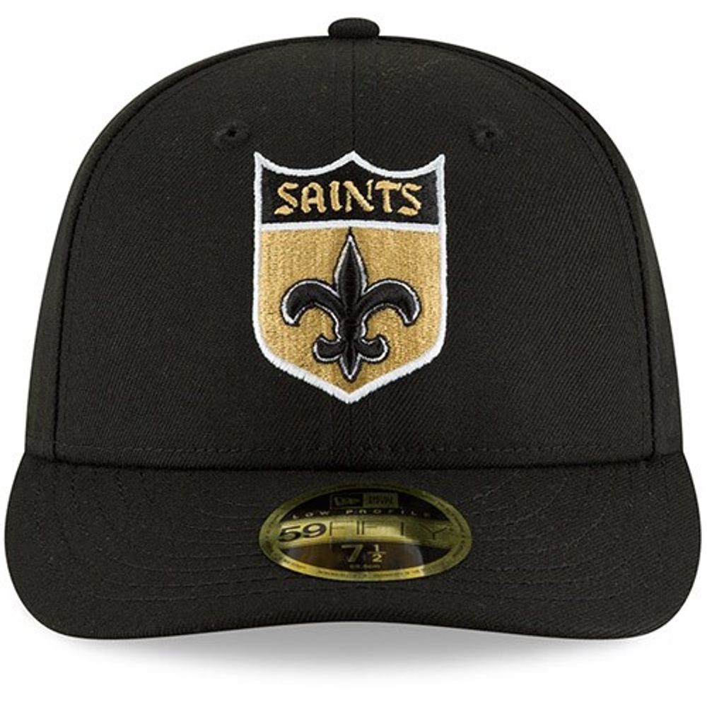 Men's New Era Black Orleans Saints Omaha Throwback Low Profile 59FIFTY Fitted Hat