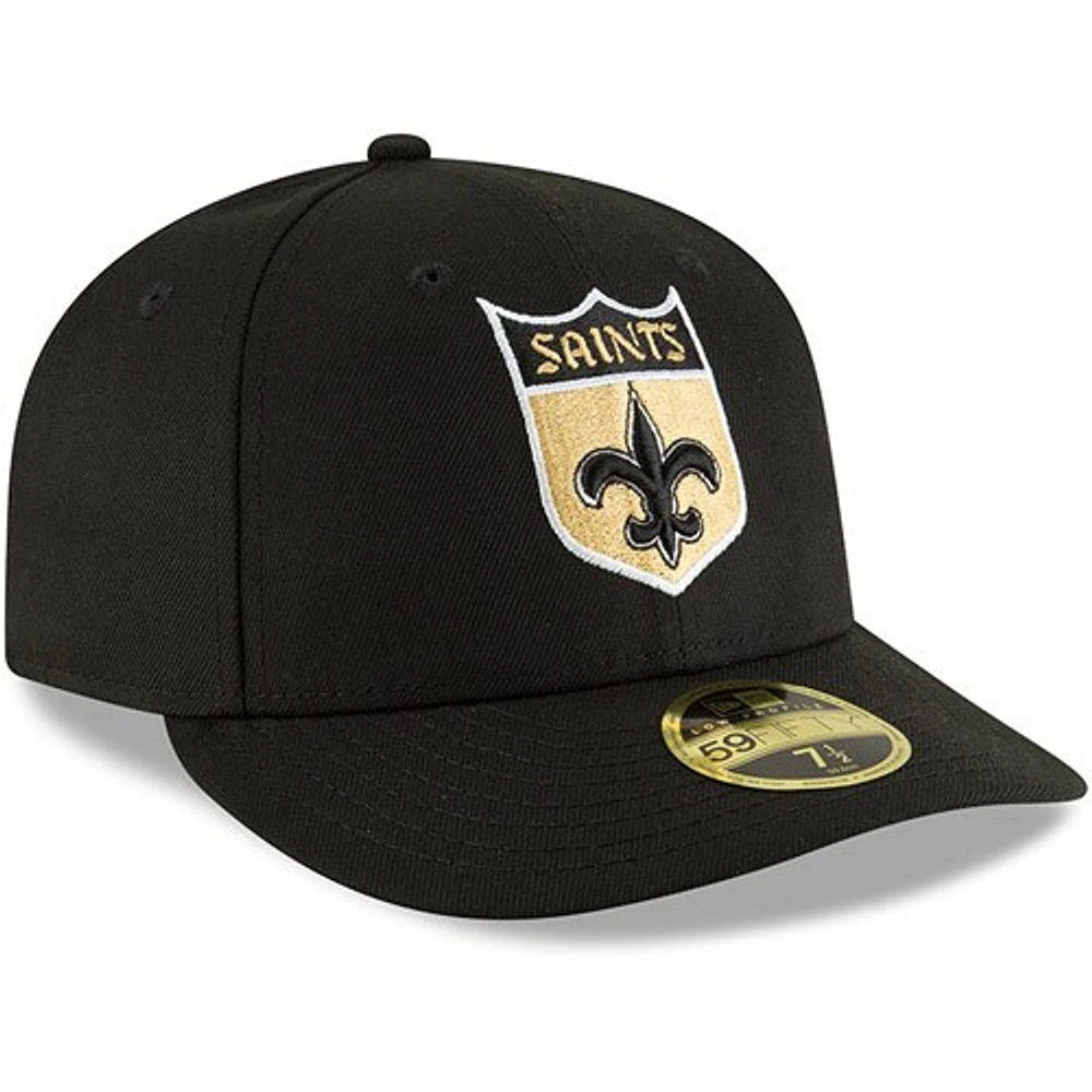 Men's New Era Black Orleans Saints Omaha Throwback Low Profile 59FIFTY Fitted Hat
