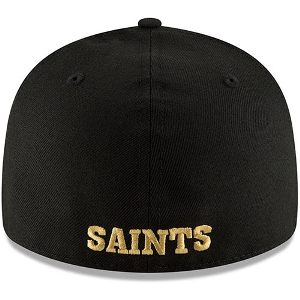 Men's New Era Black Orleans Saints Omaha Throwback Low Profile 59FIFTY Fitted Hat