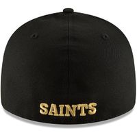 Men's New Era Black Orleans Saints Omaha Throwback Low Profile 59FIFTY Fitted Hat