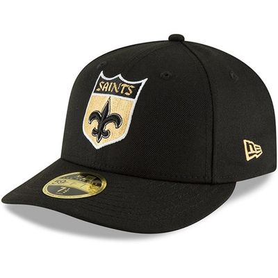 Men's New Era Black Orleans Saints Omaha Throwback Low Profile 59FIFTY Fitted Hat