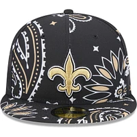 Men's New Era Black Orleans Saints Paisley 59FIFTY Fitted Hat