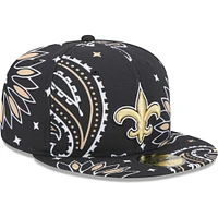 Men's New Era Black Orleans Saints Paisley 59FIFTY Fitted Hat