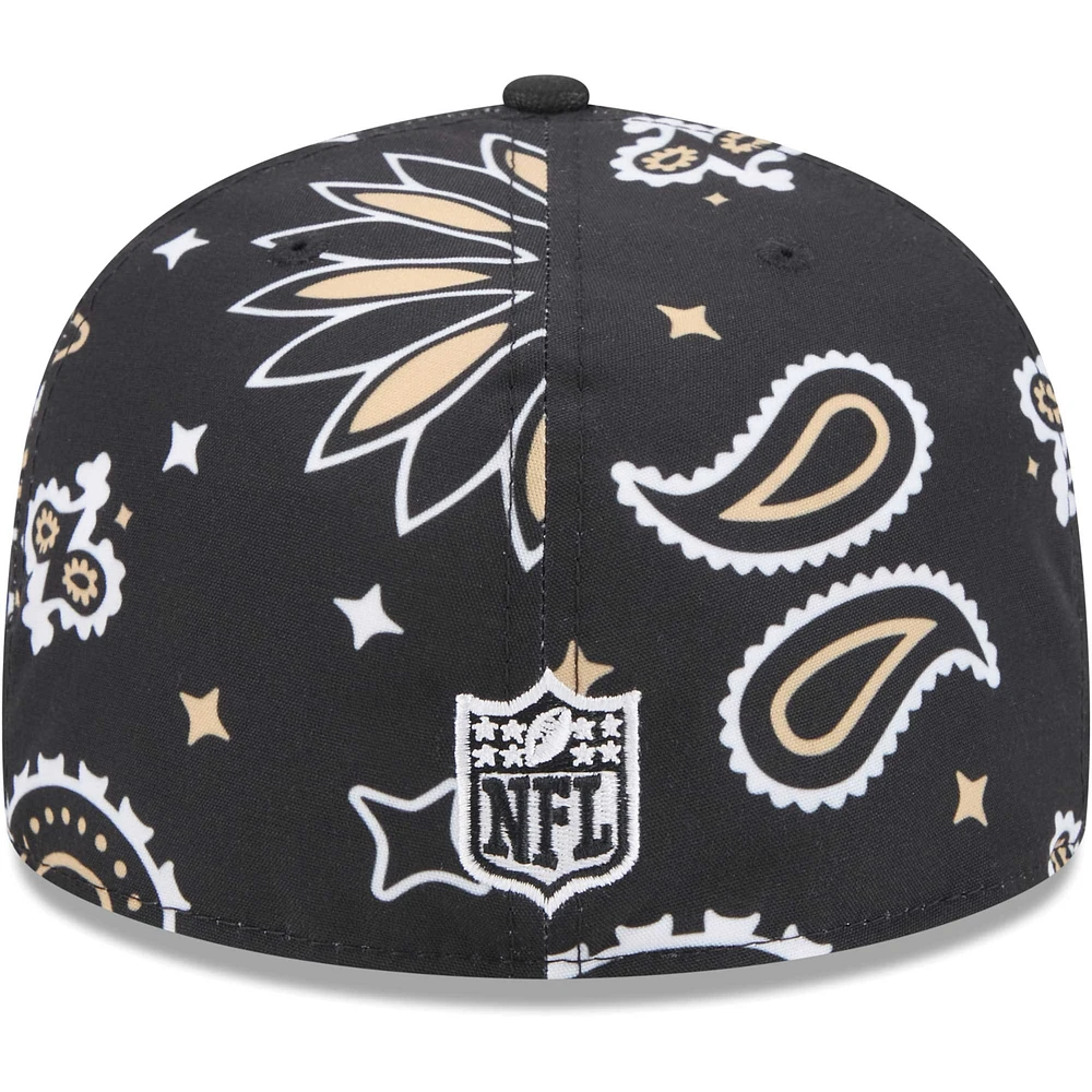 Men's New Era Black Orleans Saints Paisley 59FIFTY Fitted Hat