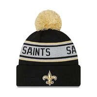 Men's New Era Black New Orleans Saints  Repeat Cuffed Knit Hat with Pom