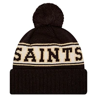 Bonnet en tricot à revers rétro New Era New Orleans Saints noir pour homme avec pompon