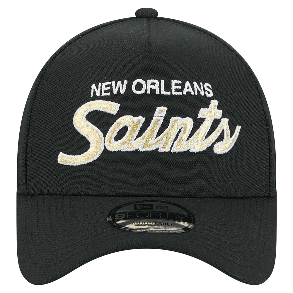 Casquette ajustable Smith 9FORTY New Era noire pour homme des New Orleans Saints