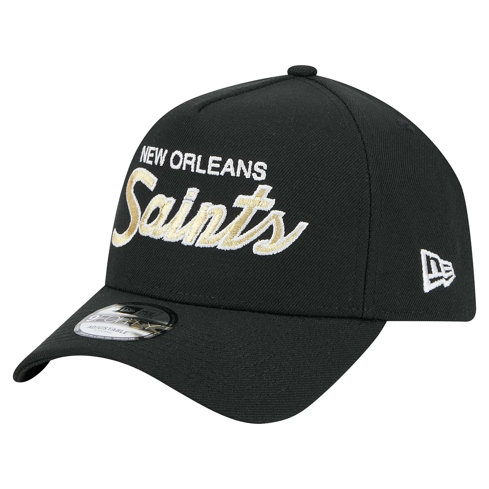 Men's New Era Black New Orleans Saints Smith 9FORTY Adjustable hat