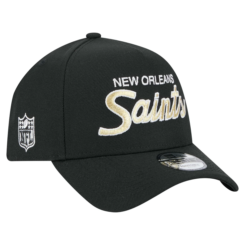 Casquette ajustable Smith 9FORTY New Era noire pour homme des New Orleans Saints