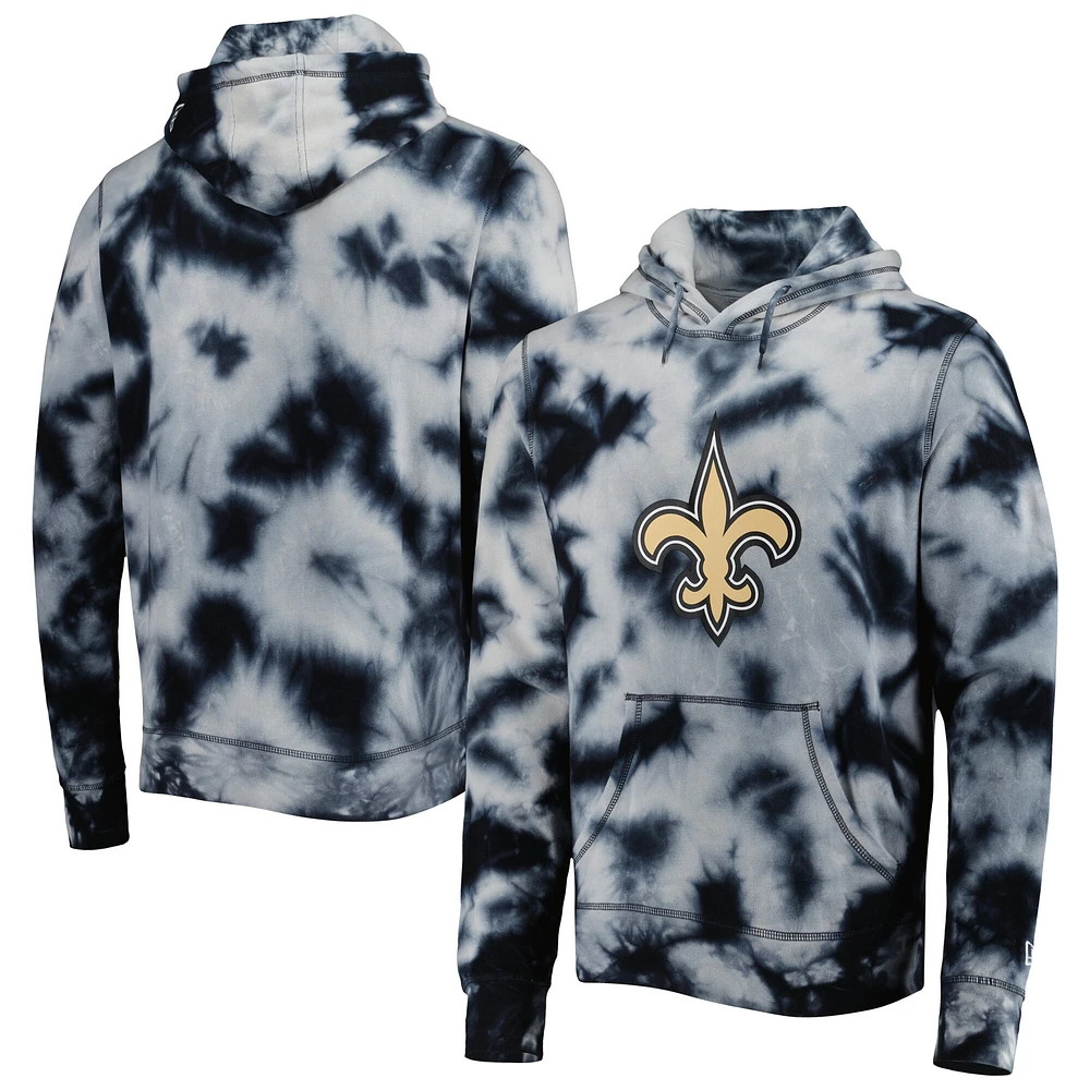 Men's New Era Black Orleans Saints Team Tie-Dye Pullover Hoodie