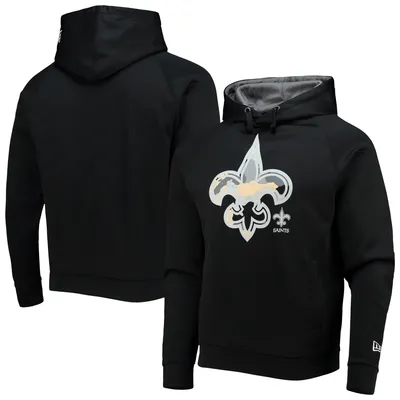 Men's New Era Gold/Black New Orleans Saints Active Block Hoodie Long Sleeve  T-Shirt 