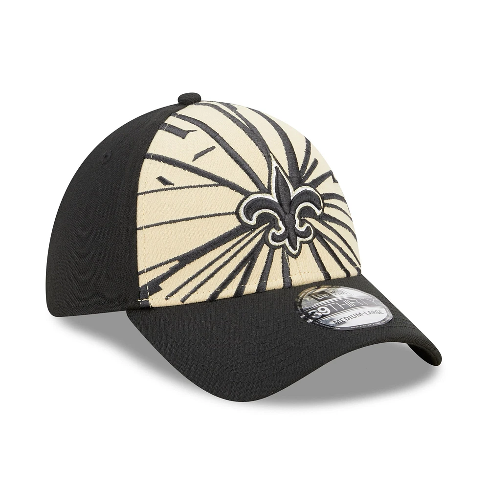 Men's New Era Gold/Black Orleans Saints Shattered 39THIRTY Flex Hat