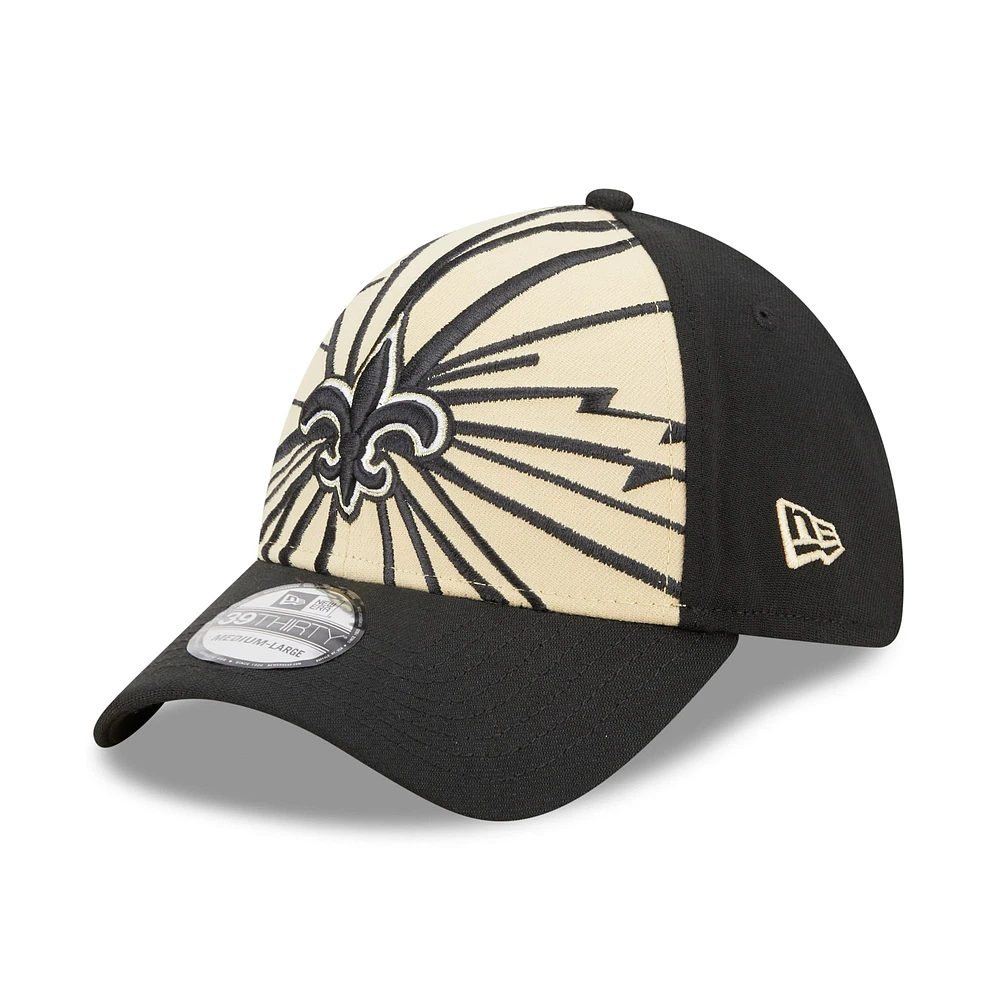 Casquette Flex New Orleans Saints Shattered 39THIRTY Era dorée/noire pour homme