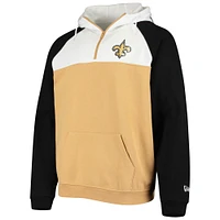 Men's New Era Gold/White Orleans Saints Gametime Quarter-Zip Hoodie Jacket