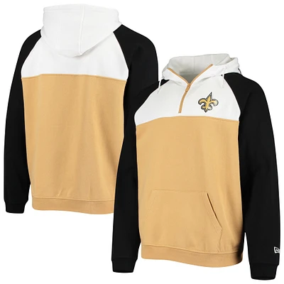 Men's New Era Gold/White Orleans Saints Gametime Quarter-Zip Hoodie Jacket