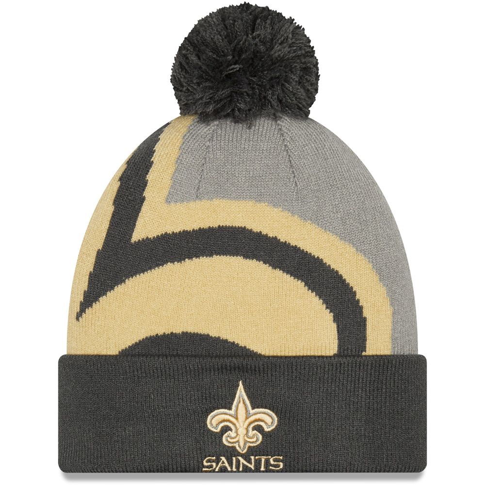 Men's New Era Graphite New Orleans Saints Logo Whiz Redux Cuffed Knit Hat