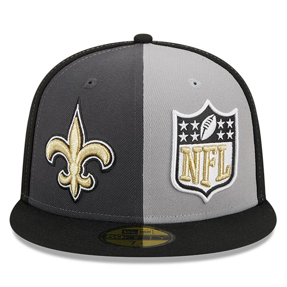 Casquette ajustée New Orleans Saints 2023 Sideline 59FIFTY pour homme Era grise/noire