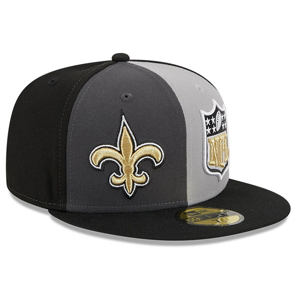 Casquette ajustée New Orleans Saints 2023 Sideline 59FIFTY pour homme Era grise/noire