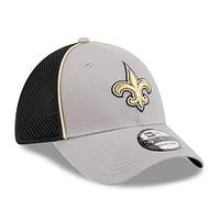 Men's New Era Gray/Black Orleans Saints  Pipe 39THIRTY Flex Hat