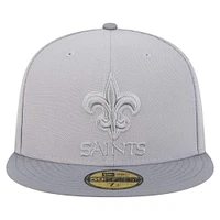 Men's New Era Gray/Graphite Orleans Saints Iron Cloud 59FIFTY Fitted Hat