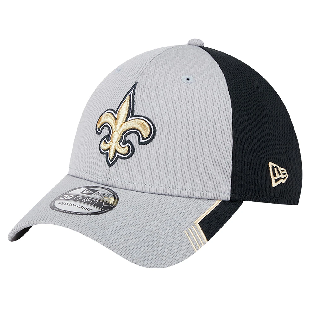 Casquette 39THIRTY Flex grise New Era pour homme avec visière active Orleans Saints