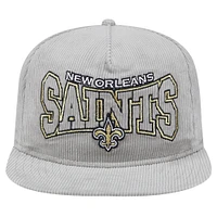 Casquette de golf ajustable en velours côtelé New Era grise New Orleans Saints pour homme