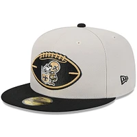 Men's New Era Stone/Black Orleans Saints 2024 Sideline Historic 59FIFTY Fitted Hat