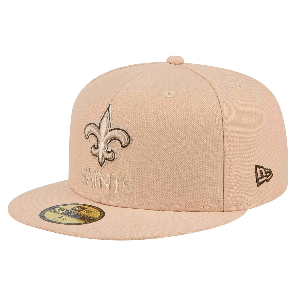 Casquette ajustée 59FIFTY Candied Pecan de New Era pour homme, couleur tan Orleans Saints