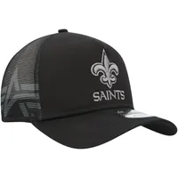 Men's New Era x Alpha Industries  Black New Orleans Saints A-Frame 9FORTY Trucker Snapback Hat