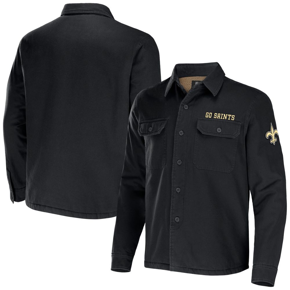 Men's NFL x Darius Rucker Collection by Fanatics Black New Orleans Saints Canvas Button-Up Shirt Jacket