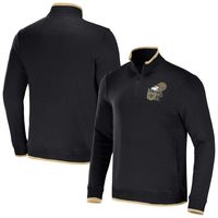 Men's NFL x Darius Rucker Collection by Fanatics Black New Orleans Saints Logo Quarter-Zip Top