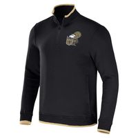 Men's NFL x Darius Rucker Collection by Fanatics Black New Orleans Saints Logo Quarter-Zip Top