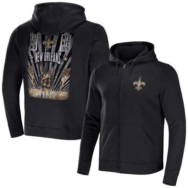 Collection NFL x Darius Rucker pour hommes par Fanatics Sweat à capuche entièrement zippé noir New Orleans Saints Rocker