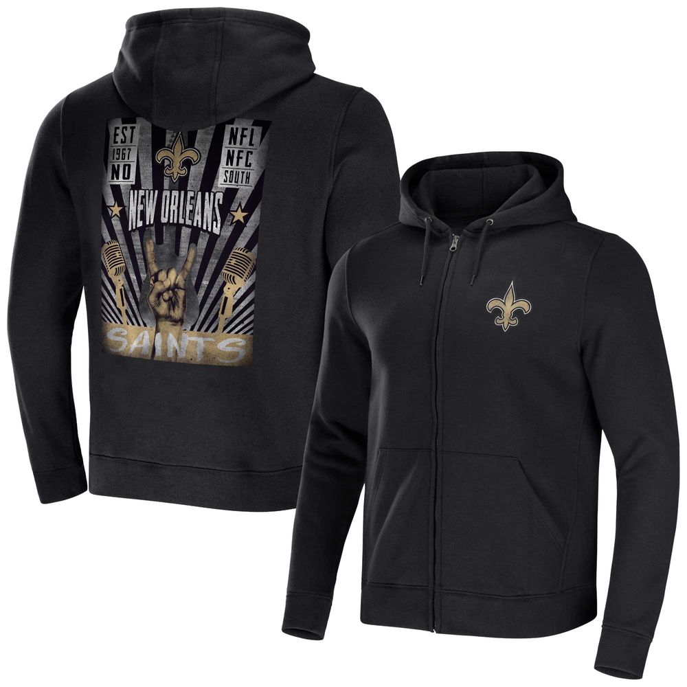 Men's NFL x Darius Rucker Collection by Fanatics Black New Orleans Saints Rocker Full-Zip Hoodie