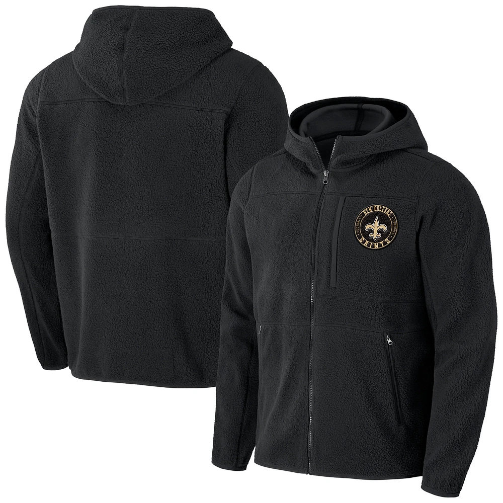 Sweat à capuche zippé en sherpa noir New Orleans Saints pour homme de la collection NFL x Darius Rucker par Fanatics