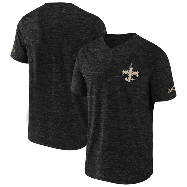 Collection NFL x Darius Rucker pour hommes par Fanatics T-shirt noir New Orleans Saints Slub Henley